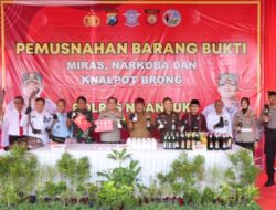 Polres Nganjuk Musnahkan Barang Bukti Sitaan Narkoba, Miras dan Knalpot Brong