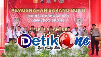 Polres Nganjuk Musnahkan Barang Bukti Sitaan Narkoba, Miras dan Knalpot Brong
