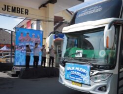 Polda Jatim Gelar Balik Mudik Gratis, Polres Jember Berangkatkan Empat Bus