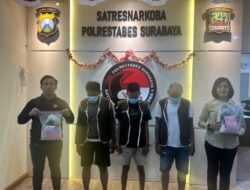 Polrestabes Surabaya Berhasil Menangkap 3 Residivis Narkoba, Ratusan Gram Sabu Disita