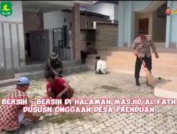 Giat Bulan Bakti TNI-POLRI: Bersih-Bersih Rumah Ibadah dan Fasilitas Umum di Mesjid Al-Fath, Desa Prenduan