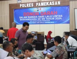 Jelang Hari Lalu Lintas Bhayangkara ke-69, Satlantas Polres Pamekasan Gelar Donor Darah